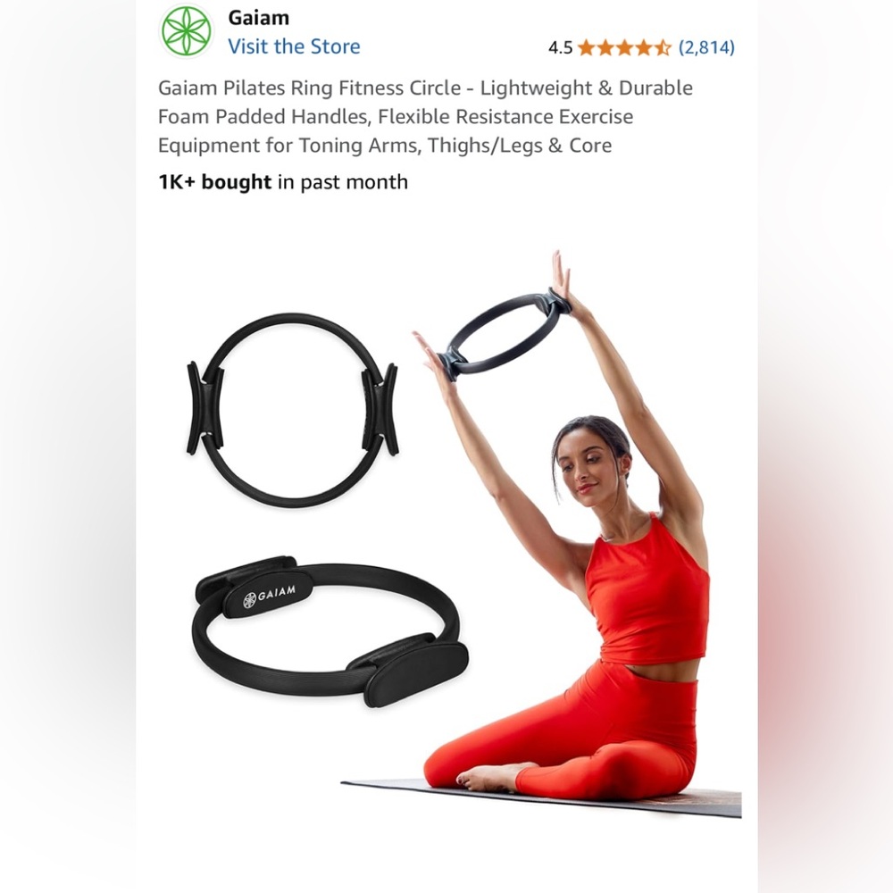 GAIAM Black Pilates Ring Fitness Circle